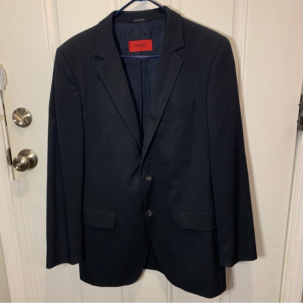 Hugo Boss Ados Virgin Wool Button Pinstripe Business Sport Coat Blazer Jacket